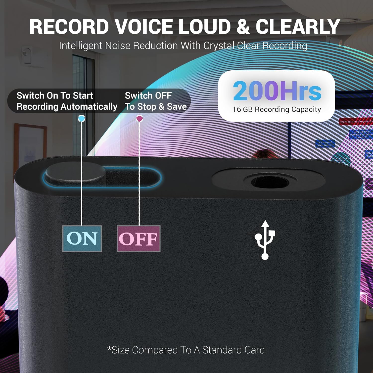 16GB Small Hidden Spy Audio Recorder Device (24hr)