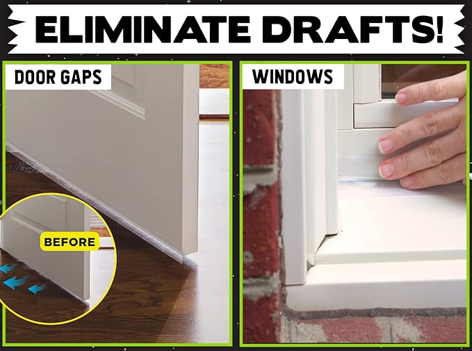 Draft Seal Set of 16 Feet Anti-Draft Adhesive and Flexible Flap to Seal Gaps Around Doors and Windows