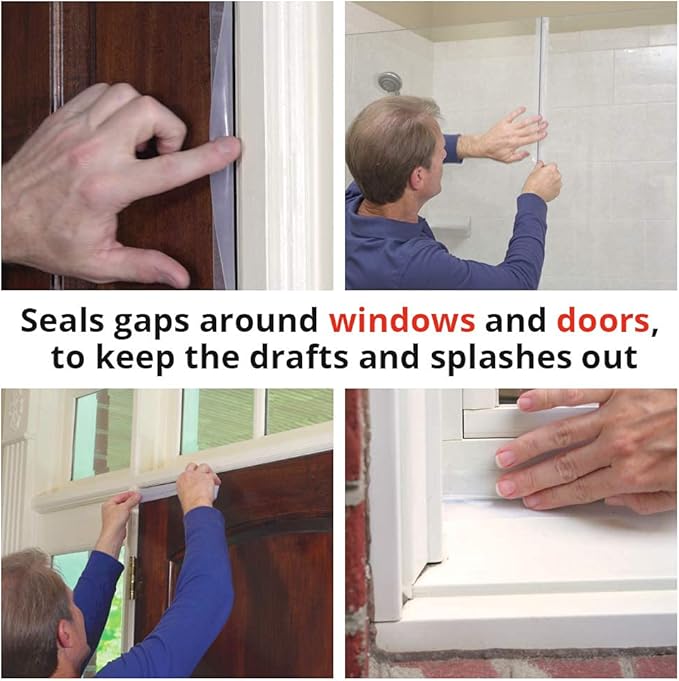 Draft Seal Set of 16 Feet Anti-Draft Adhesive and Flexible Flap to Seal Gaps Around Doors and Windows