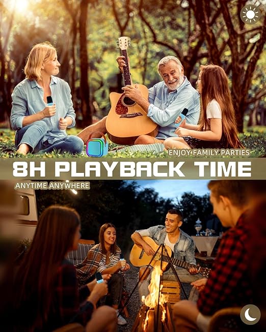 Portable Karaoke System With 2 Wireless Microphones