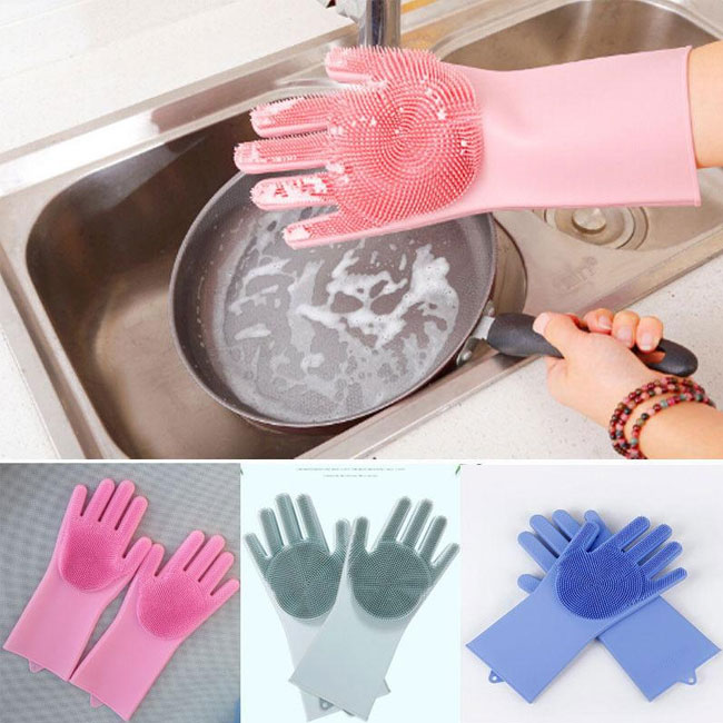 Silicone Dish Washing Kitchen Hand Gloves 2 Piece